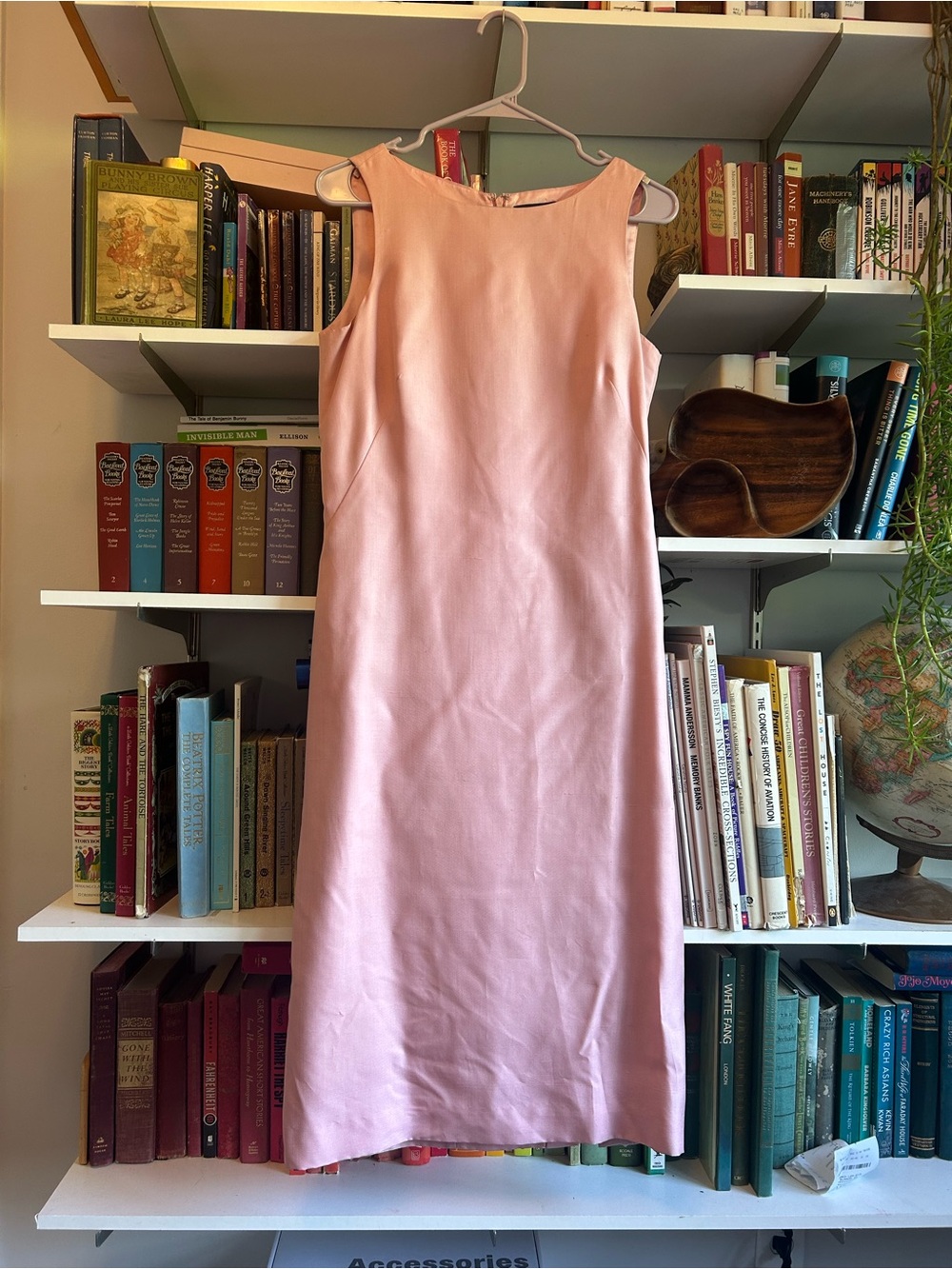Ann Taylor Silk Pastel Pink Sleeveless Midi Shift Dress